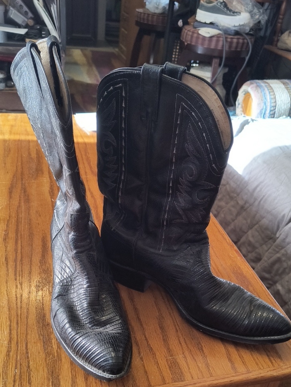 Black Dan Post Western Cowboy Boots - Embossed Leather 14D